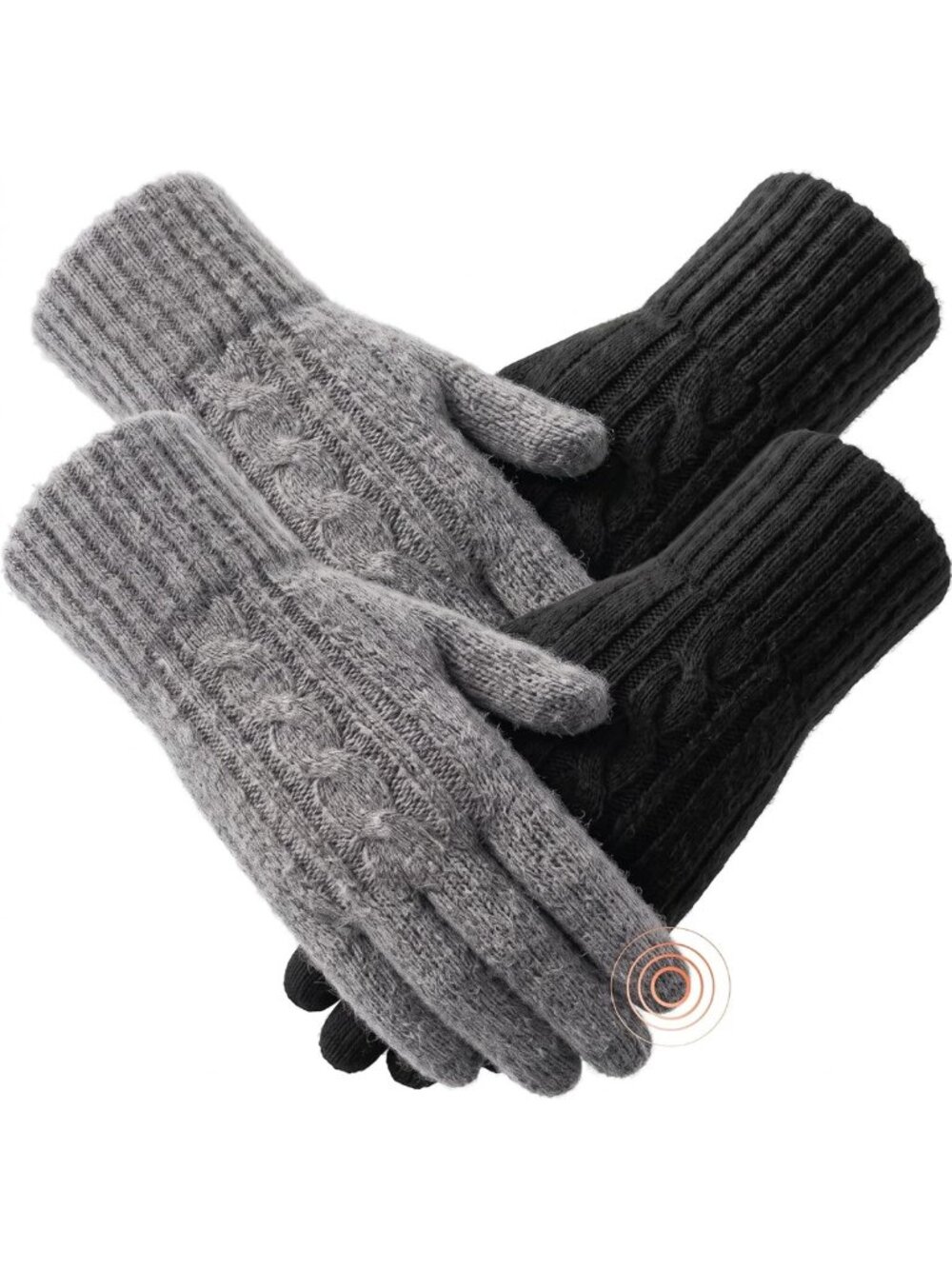 Cozy Merino Wool Winter Gloves for Women, 2 Pairs, Touchscreen Friendly